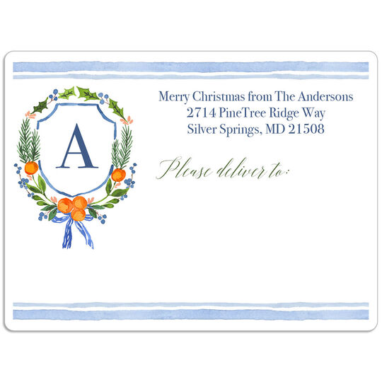 Holiday Citrus Wreath Shipping Labels